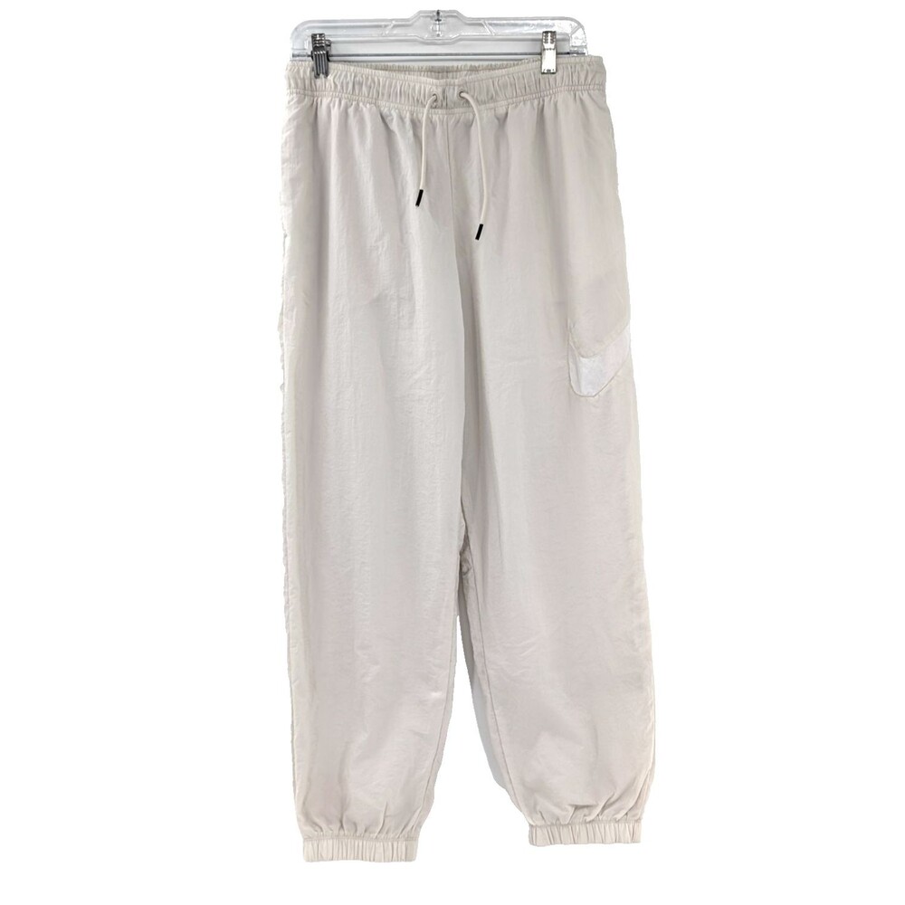Nike Womens Cream Swish Logo Windbreaker Track Pant Joggers Size Medium 30"x27"